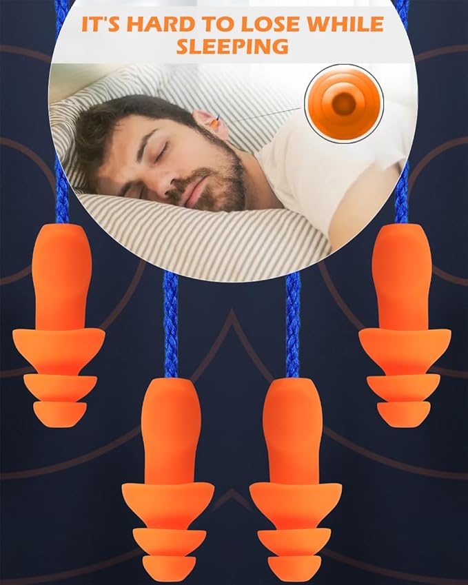 10 Pairs Corded Silicone Ear Plugs - with Plastic Carry Cases - Reusable Noise Cancelling Earplugs for Hearing Protection - Shooting Range Noise Reduction, Construction Work, Hunting Ear Protection