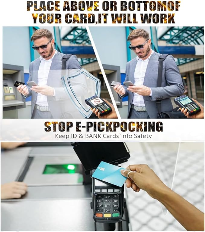BUISAMG RFID Blocking Card, Credit card protector, One Card Protects Entire Wallet Purse, RFID/NFC Contactless Bank Card Protector, ID ATM Guard Card Blocker, Contains usb data blocker. 8-Pack