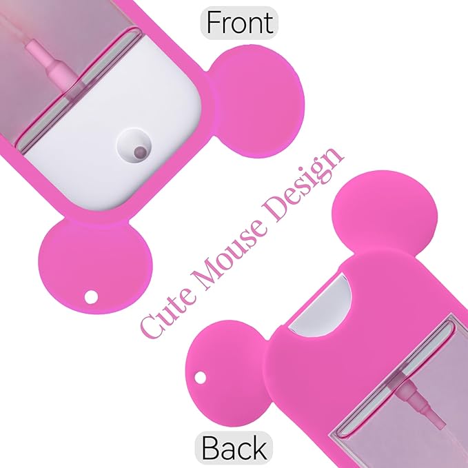 TERPINK Silicone Case Compatible with Touchland Hand Sanitizer Spray 1 fl oz, Mouse Design Protective Case with Keychain for Power Mist and Glow Mist, Hand Sanitizer Spray Accessory 1 Pack (Hot pink)