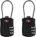 TSA Locks for Luggage, Small Padlock Combination with Cable, Luggage Locks TSA Approved, Combo Padlock with Code, for Travel Suitcase, Gym Locker, Gun Case, Backpack Zipper (Black+Black)