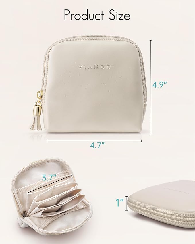 VLANDO Small Travel Jewelry Case,Mothers Day Gifts,Jewelry Pouch Bags with Zipper,Velvet Jewelry Organizer Storage Bag for Bracelet Rings Earring-Cream White