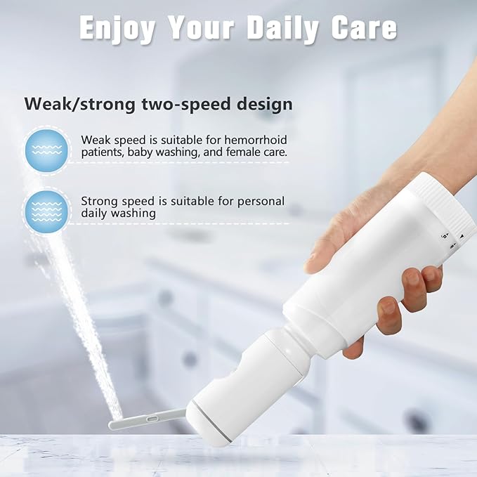 Upgrade SPACEREST Portable Bidet for Travel with 360ml Bottle, No Noise & Waterproof Handheld Sprayer, Rechargeable Electric Portable Bidet for Women & Men, Personal Hygiene & Postpartum Care