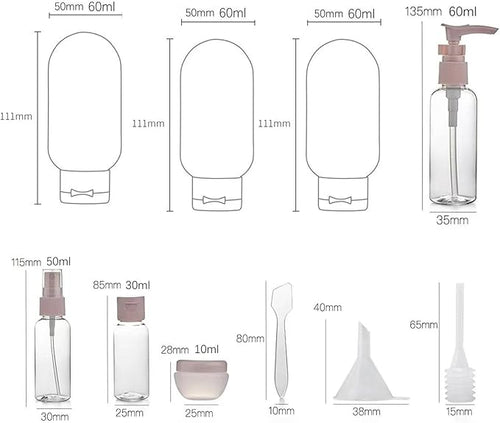 11pcs Travel Bottles for Toiletries, TSA Approved Travel Size Toiletries Containers Kit, Leak Proof Squeezable Travel Toiletry Liquid Bottles, Refillable Containers for Shampoo Conditioner Lotion