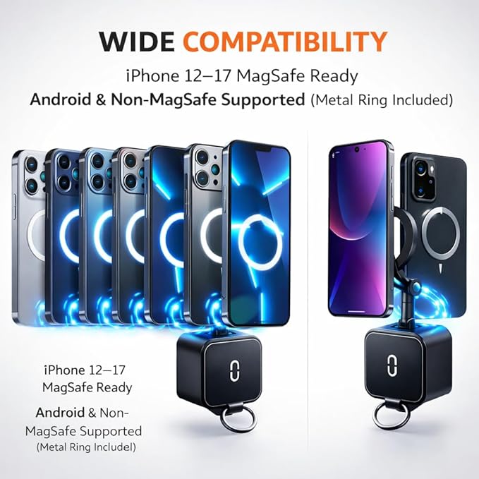 Mizi 3-in-1 Magnetic Phone Holder [20x N52] Strong Magnets, Portable Mount for Golf Carts, Garage, Gym, Travel, Kitchen, Office, Outdoor, Car - Black