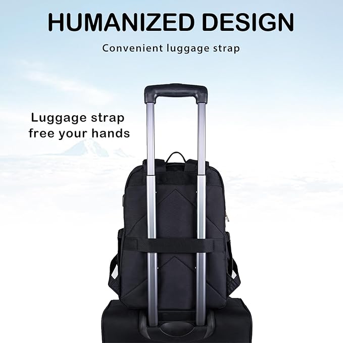 VANKEAN Laptop Backpack for Women, Laptop Computer Bag Travel Backpack Purse,Waterproof Work Business Backpack College Teacher Bags, Black