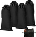 Amylove 4 Pcs Flannel Cloth Shoe Bags for Travel, 8 x 17 Inches Dust Pouch with Drawstring Closure, Washable Breathable Cotton Fabric for Luggage (Black)