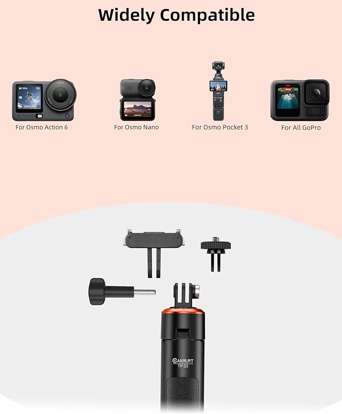 53.5" Osmo Action 6 Selfie Stick Tripod for DJI Osmo Nano/Action 6, Xtra Atto, 2-in-1 Extendable Handle w Magnetic Quick-Release Adapter, Extension Rod/Travel Stand/Accessory for Video Recording
