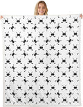 Ice Hockey Kids Throw Blanket,Winter Ball Sports Games Competition Bed Blanket for Girls Boys Adults,Simple Modern Fashion Fleece Blanket,Black White Fuzzy Blanket,Throw Size (50 x 60 Inches)