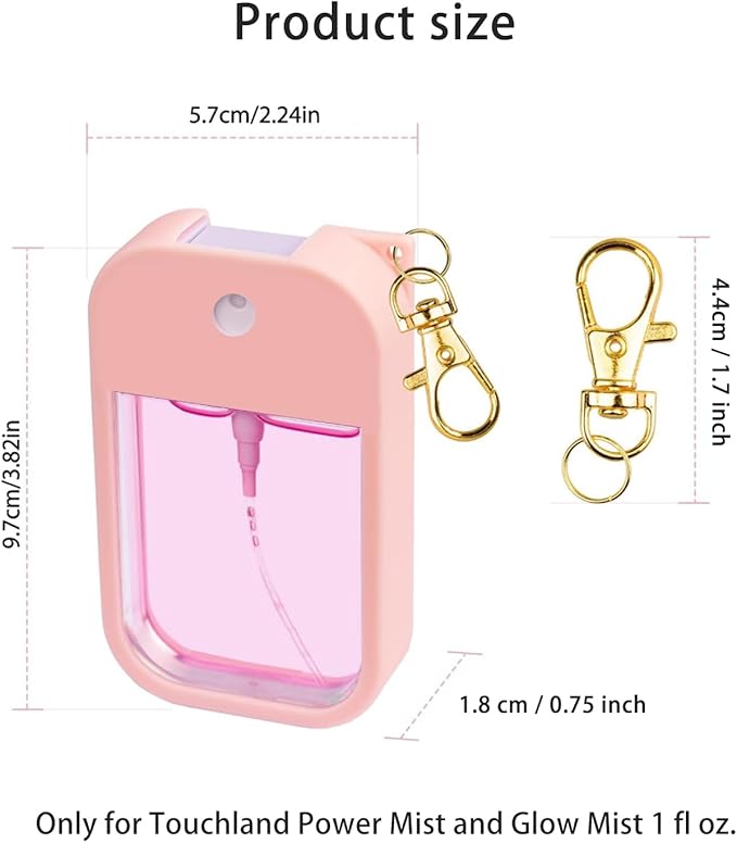 Silicone Case for Touchland Hand Sanitizer Spray 1 FL OZ., Stylish Protective Cover with Keychain Hanging Accessory