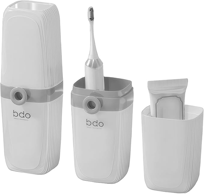 Toothbrush Travel Case Portable Clear Grey Toothbrush Holders with Cover, Leakproof Toothbrush & Toothpaste Holder for Traveling School Camping Business Trip Bathroom