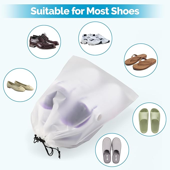 6 Pack Transparent Shoe Bags for Travel, Large Clear Drawstring Shoe Organizer Bags for Men & Women, PE Waterproof Dustproof Portable Shoe Storage Pouch for Luggage, Backpack, Gym