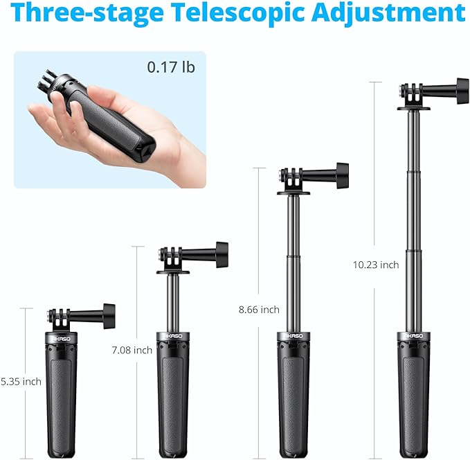 AKASO Mini Selfie Stick Tripod Lightweight Extension for Shooting Video Vlog Accessories Compatible with AKASO EK7000/Brave 4/Brave 7/Brave 8/GoPro Hero 13/12/11/DJI Osmo Action/ODDV Action Camera