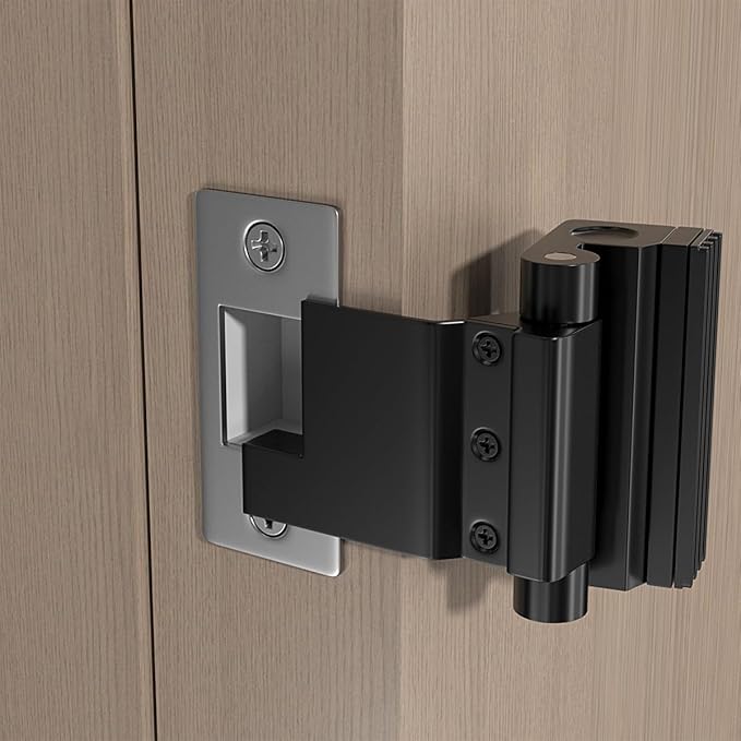INIRET Black Adjustable Heavy Duty Zinc Alloy Portable Door Lock,Security Device for Enhanced Safety,for Home,Hotels,Travel,Apartments Prevents Unauthorized Entry,No Drill