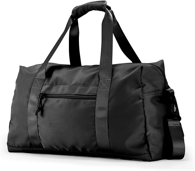 Travel Duffle Bag,Sport Gym Bag for Men And Women with Wet Pocket,Weekender Bag Carry On Tote Bags for Airplane (Black, M)
