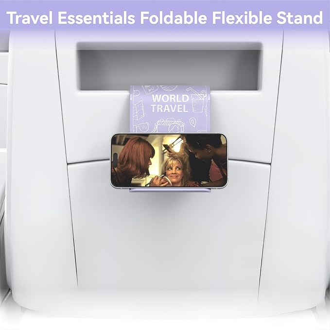Airplane Phone Holder Mount, Travel Essentials Flexible Phone Holder, Airplane Tablet Holder for Flying, Desk, Compatible with iPhone, Smartphone, Tablet, Purple