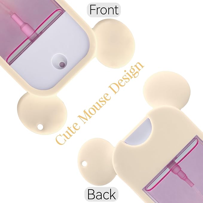 TERPINK Silicone Case Compatible with Touchland Hand Sanitizer Spray 1 fl oz, Mouse Design Protective Case with Keychain, Hand Sanitizer Spray Accessory 1 Pack (Blush Beige)