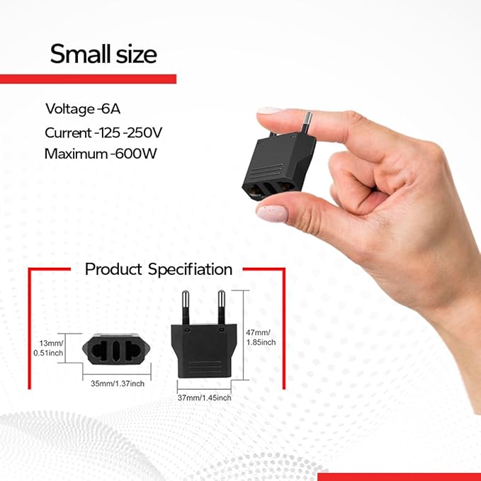 Europe Travel Plug Adapter – Power Adapter for Europe – US to EU Adapter for Spain, France, Germany, Italy – USA to Europe Plug Converter - 4 Pack (Black)