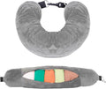Flight Pillow Stuffed Neck Pillows Storage Bag Adjustable U-Shapes Airplane Pillow with Extra Luggage Soft Car Travel Essentials No Filler Gray