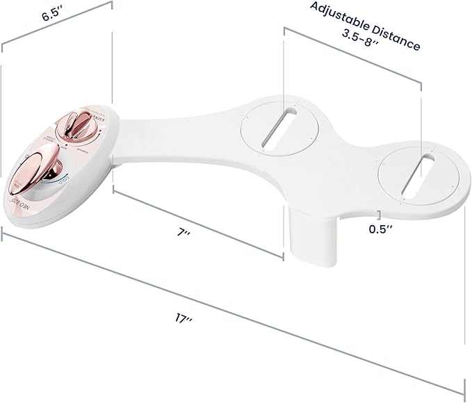 LUXE Bidet NEO 320 - Warm Water, Dual Nozzle, Self-Cleaning, Non-Electric Bidet Attachment for Toilet Seat, Adjustable Water Pressure, Rear & Feminine Wash (Rose Gold)