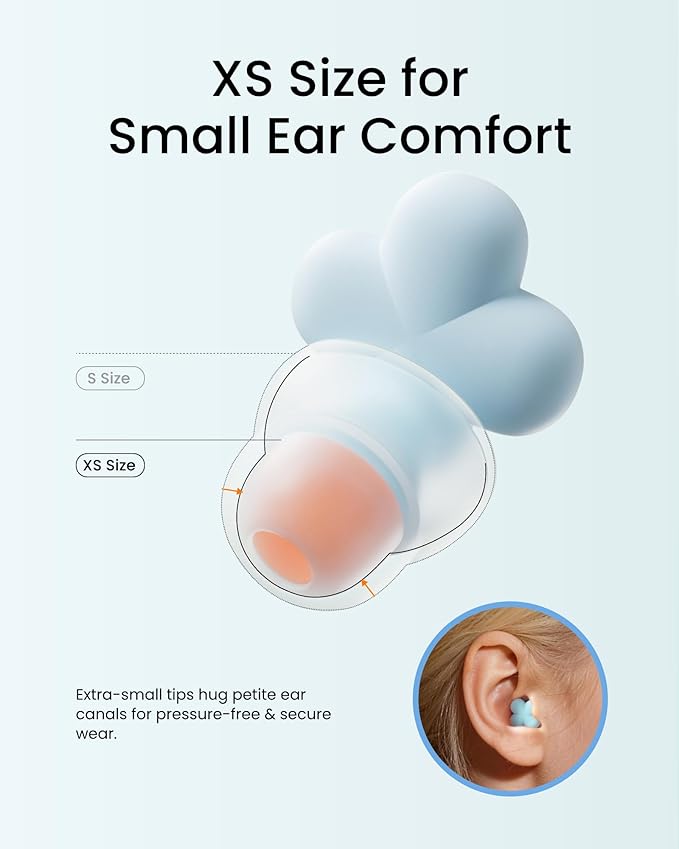 Bloom Ear Plugs for Small Ear Canals – Ultra-Comfy Patented Qufits Tips, Noise Cancelling, Reusable Silicone Earplugs for Sleeping, Study, Travel – Stylish Feminine Design (Cyan)