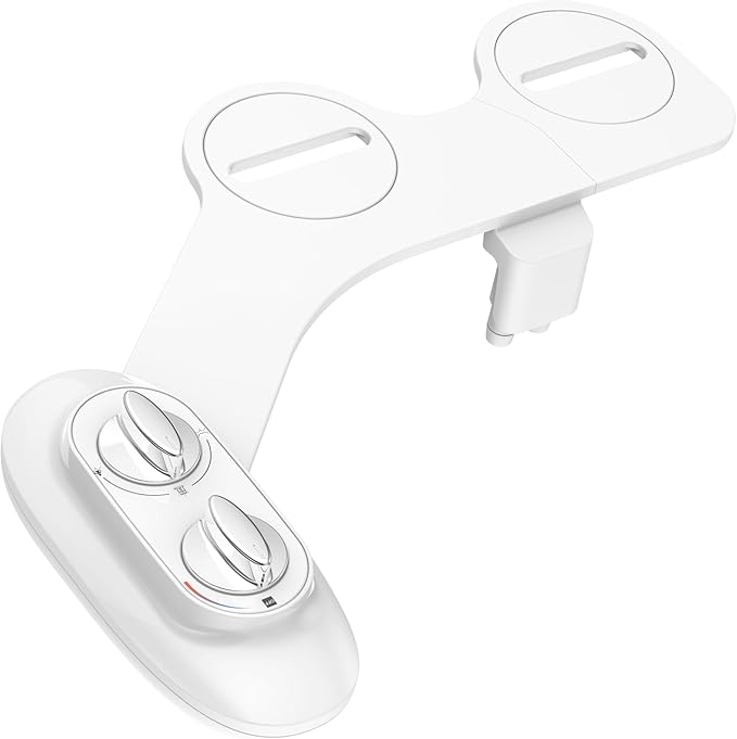 Ultra-Slim 3-in-1 Bidet Attachment for Toilet, Adjustable Warm/Cold Water & Pressure, Self-Cleaning Dual Nozzles for Posterior & Feminine Wash, Easy Install (White）