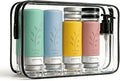 unigo Silicone Travel Bottles Set for Toiletries, Airplane Approved TSA Carry On Size, BPA Free Leakproof Refillable Squeeze Containers with Labels, Cleaning Brush and Covers (Multicolor A)