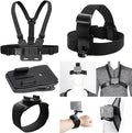 4 in 1 Camera Accessories Kit Head Strap, Chest Strap, Backpack Clip, Wrist Strap Mount Compatible with GoPro Hero 13 12 11 10 9 8 7 6 5 4, Session & Most Action Camera