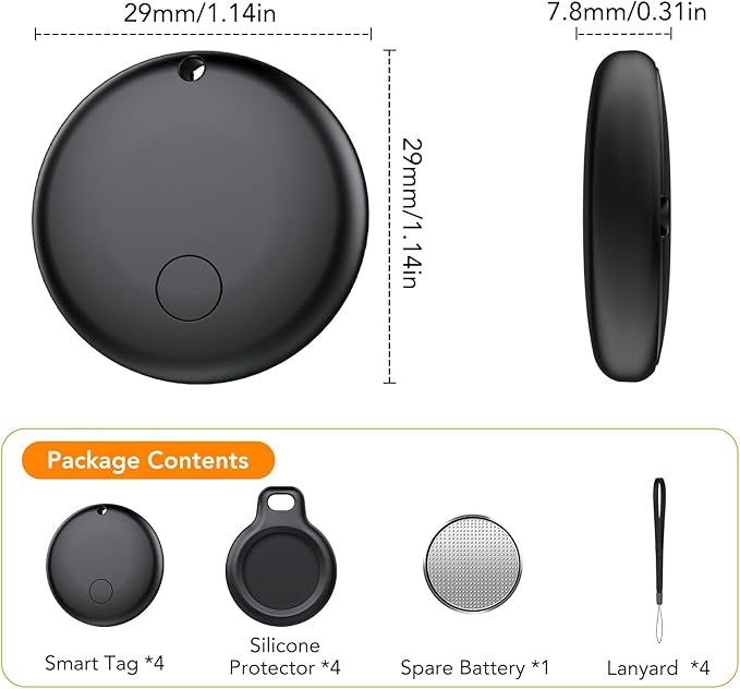 Android Tracker, Bluetooth Tracker Tags, Work with Google's Find Hub(Android), Smart Tags for Luggage, Wallet, Vehicles, Keys (Not for iOS) 4 Pack