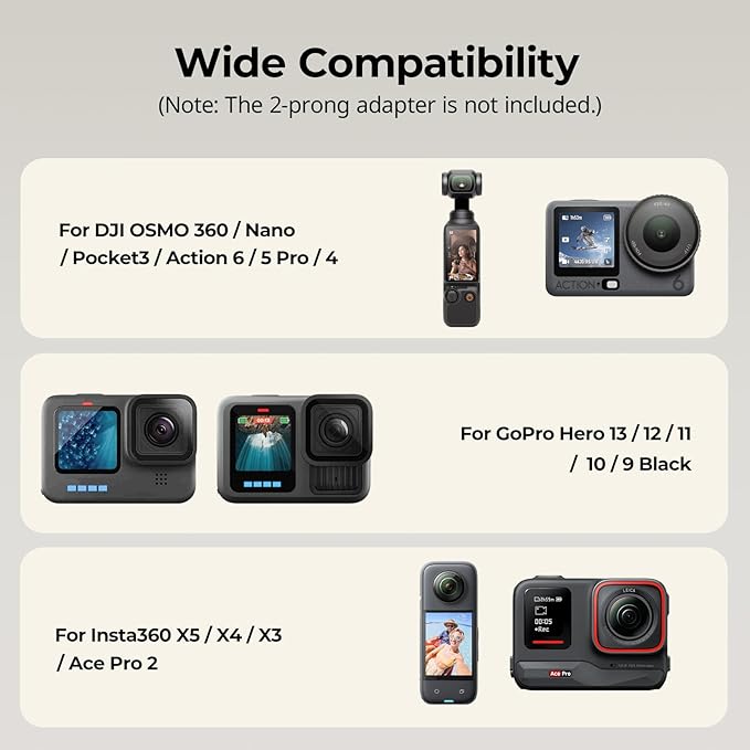 SMALLRIG Backpack Strap Mount for GoPro Hero 13/12/11, for DJI Osmo Nano Action 6/5 Pro/4/Pocket 3, for Insta360 X5/4/3/Ace Pro 2, Hook and Loop Fastener Clip Mount with Ball Head Adapter Base -5721
