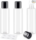 ZEJIA Clear 150ML/5OZ Travel Size Toiletries, 3 Pack Plastic Travel Bottles, Double Leak Proof Travel Size Containers for Shampoo, Lotion, Body Wash, Refillable Empty Travel Bottles with 6pcs Labels