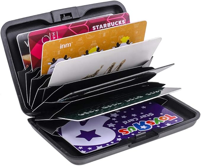 ELFISH Mini RFID Aluminum Wallet Credit Cards Holder Business Card Case Metal ID Case for Men Women (Grey)