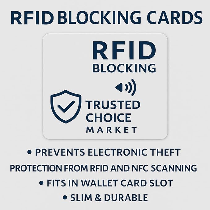 RFID Blocking Cards 6-Pack – NFC Contactless Protection for Credit, Debit, ID, ATM Cards & Passport – Slim Anti-Theft Card Blocker for Wallet & Purse (Grey)