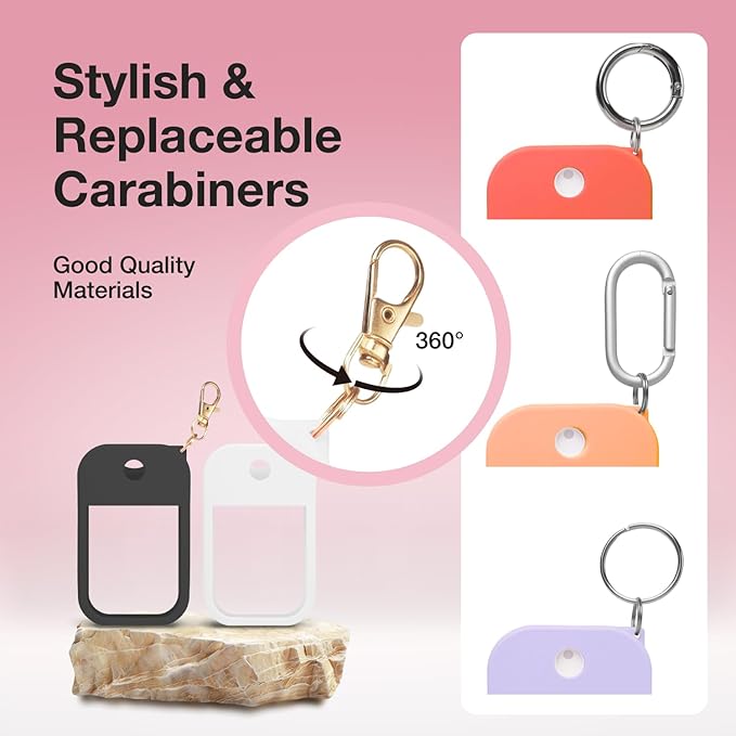5 PCS Soft Silicone Case for Touchland Power Mist (1FL. OZ./30 mL), Protective and Stylish Case with Keychain Compatible with Touchland Hand Sanitizer Spray (Orange/Red/Purple/Black/White)