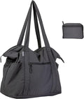 Ultra Light Packable Tote Bag Nylon for Travel, Lightweight Polyester Foldable Totes with Zipper, 25L Collapsible Compact Dark Grey, Gifts for Christmas
