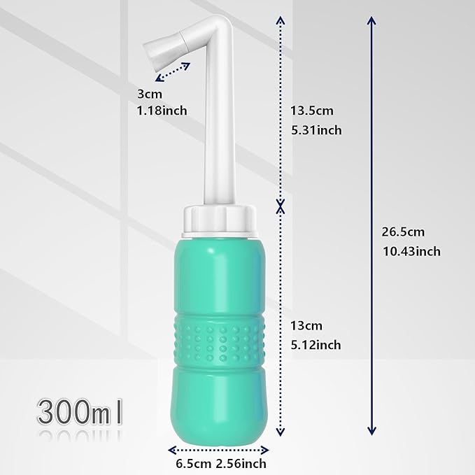 2PCS-Pack Travel Bidet + Black Backpacking Bidet Camping Bidet, 300ml Portable Bidet , 10.6oz Peri Bottle - Postpartum and Perineal Care