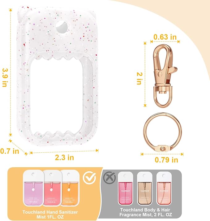 Hand Sanitizer Spray Case for Touchland Silicone Touchland Case Keychain Cute Hand Sanitizer Holder Keychain Compatible with Touch land Power Mist Gentle/Glow Mist