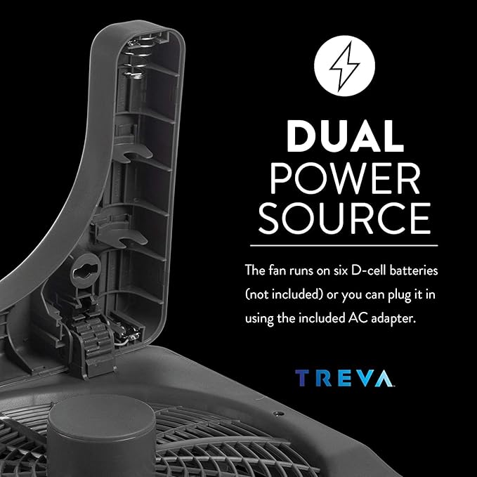 O2COOL Treva 10-Inch Portable Desktop Air Circulation Battery Fan, 2 Speed, Compact Folding & Tilt Design, with AC Adapter (Graphite)