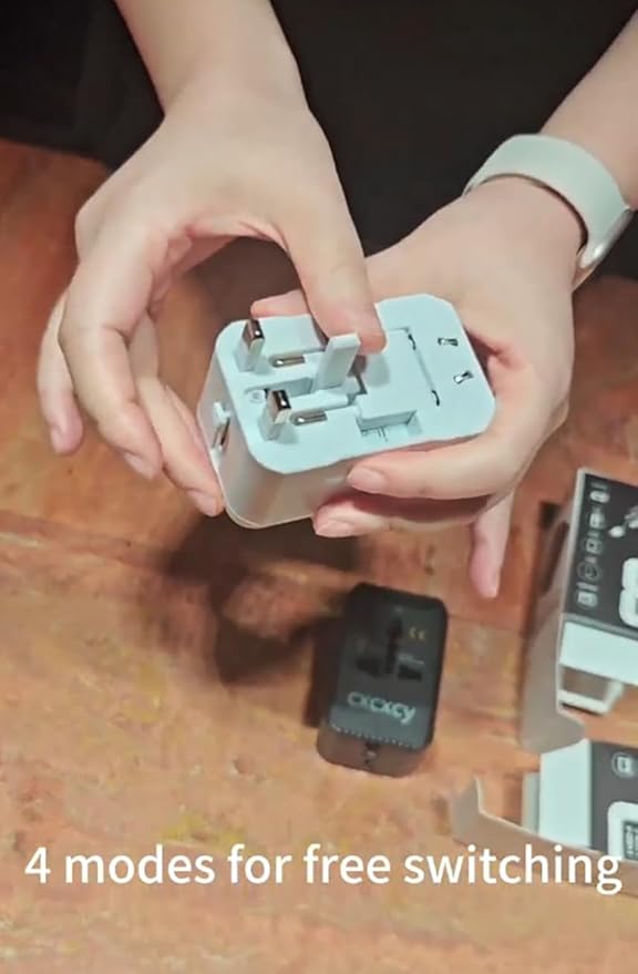20W PD Fast Charging Universal Travel Adapter, 3-in-1 with 1 Type-C & 1 USB-A Ports, European Plug, International Power Adapter for US/JP/EU/UK/AUS/CHN, Worldwide Travel Essentials
