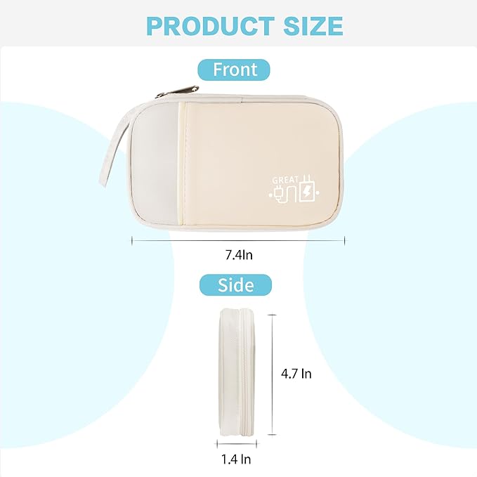 Lcsmaokin Electronics Travel Organizer,Portable Waterproof Electronic Travel Storage Bag for Small Charging Cord Storage,Charger,Small Electronics,SD Card,with 5 Cable Ties,for Travel,Business-Beige