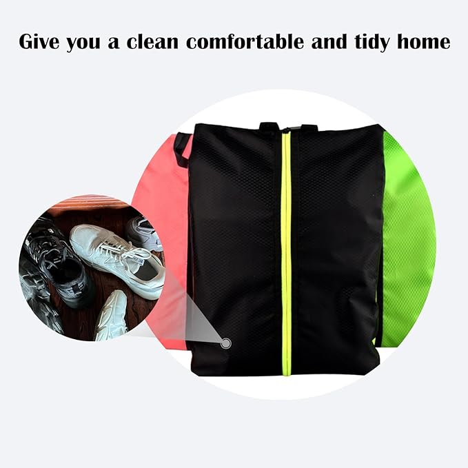 Shoe Bags for Travel, Large Capacity Waterproof Portable Shoe Bags with Zipper, Golf soccer cleats Shoe Bag, Multi-Functional Travel Shoe Pouch for Men & Women (Green)