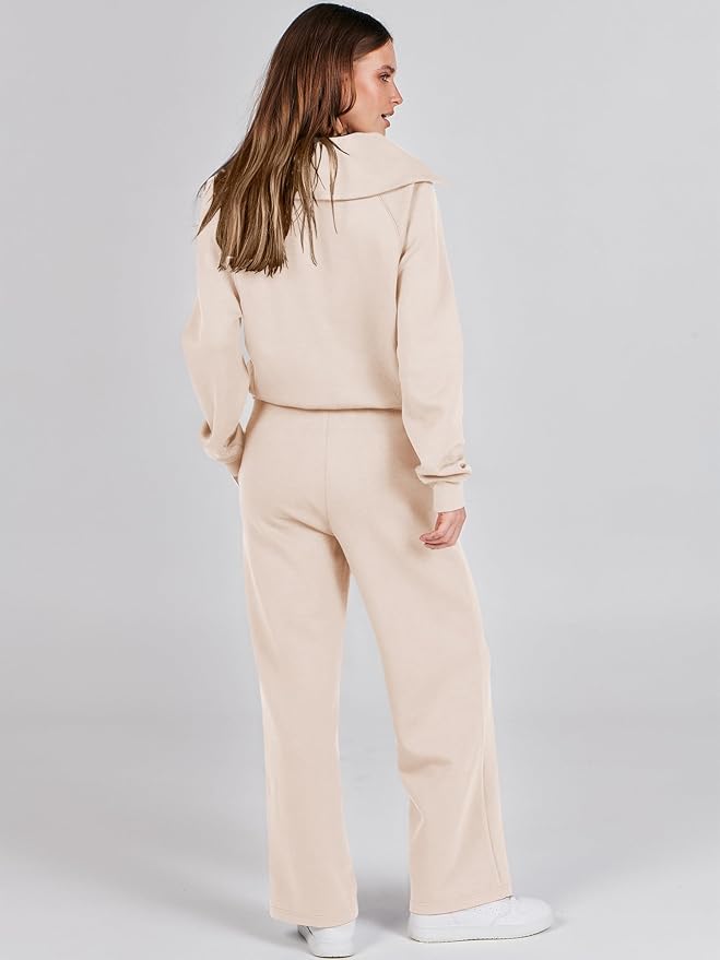 ANRABESS Women 2 Piece Outfits 2025 Fall Fashion Airport Wide Leg Pants Lounge Set Leisure Travel Vacation Clothes Sweatsuits