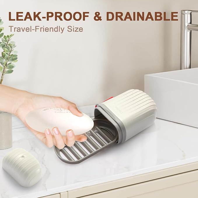 Leakproof & Waterproof Travel Soap Case with Lid - Portable Bar Soap Holder & Draining Container for Camping, Gym, Bathroom, Shower & Outdoor - Travel Essentials