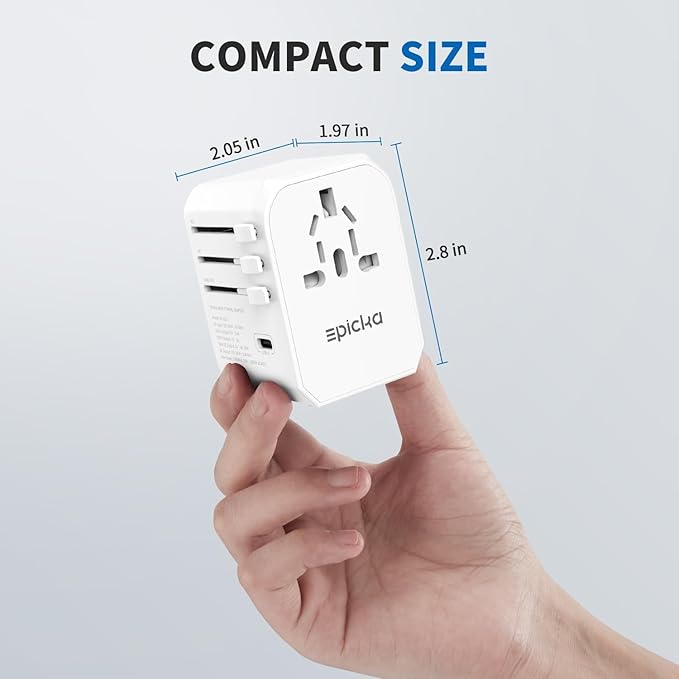 EPICKA Universal Travel Adapter GaN 45W, European Travel Plug Adapter with PD&QC Fast Charging(2 USB-A & 3 USB-C Ports) - Worldwide Travel Essentials, International Power Adapter for UK/US/AU