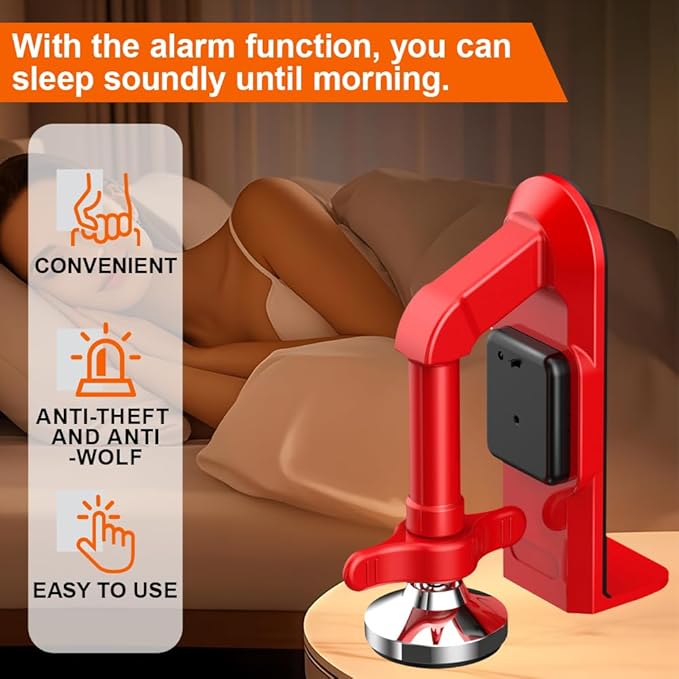 Dodorado Portable Alarm Door Stopper - Travel Security Door Stop with Vibration Alert, No Tools Needed for Hotel & Home Office (1)