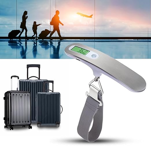 Rechargeable Digital Travel Scale with Strap for Luggage Suitcase Baggage Weighing, Weight Max up to 110 Lbs/50kg & LCD Display Screen Design,USB Type-C Port (Silver)
