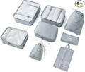8 Pieces Mesh Packing Cubes for Travel, Luggage Packing Organizers Bags Set, Travel Essentials Suitcases Accessories with Laundry Bag, Storage Shoe Bag, Clothing Underwear Bag (Gray, 8 set)
