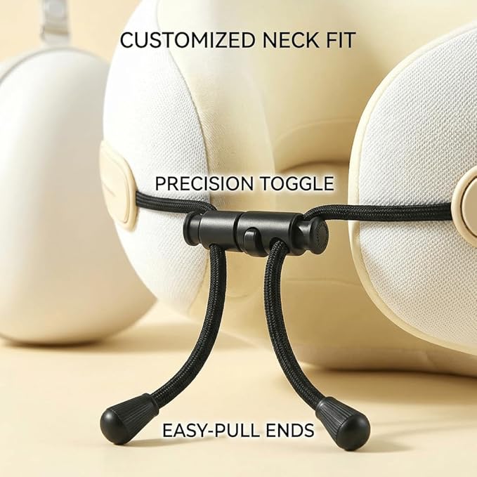 Travel Neck Pillow with Storage Case, 100% Pure Memory Foam, Airplane Head Support for Flight Sleeping, Portable, Beige
