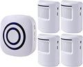 Seanme Motion Sensor Alarm, Wireless Driveway Alarm, Home Security Business Detect Alert with 4 Sensor and 1 Receiver,38 Chime Tunes - LED Indicators for Indoor Use
