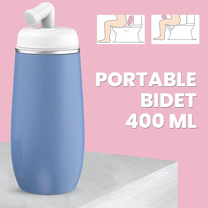 Portable Bidet for Travel - Friendly Handheld Personal - Peri Bottle - with 400ml Capacity, Convenient & Leakproof Design for Personal Hygiene Cleaning - Portable Bidet for Women and Men. (Blue)