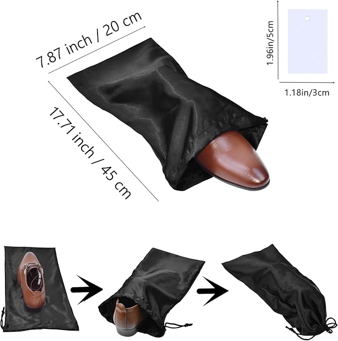 GONGKANGYUAN 20 Pack Satin Shoe Bags for Travel, Drawstring Shoe Storage Bags for Men and Women, Dustproof Moisture-Proof Shoe Pouches for Packing & Organizing Shoes